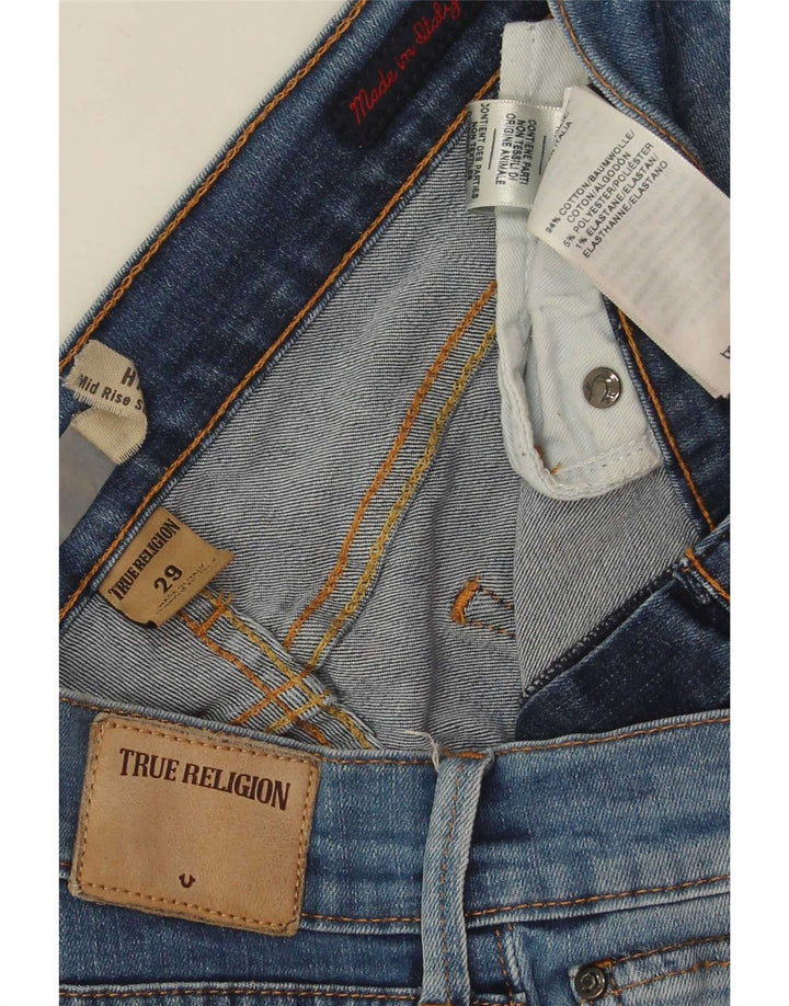 True Religion Damen Mid Rise Slim Jeans W29 L29 Blaue Baumwolle
