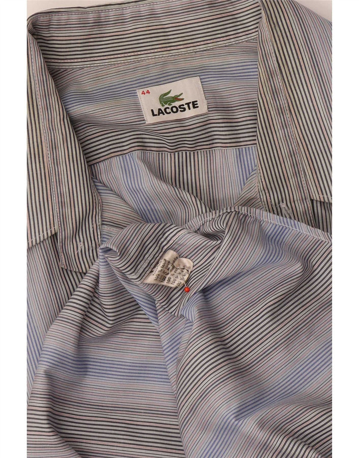 Lacoste Herrenhemd Größe 44 XL Blau gestreifte Baumwolle
