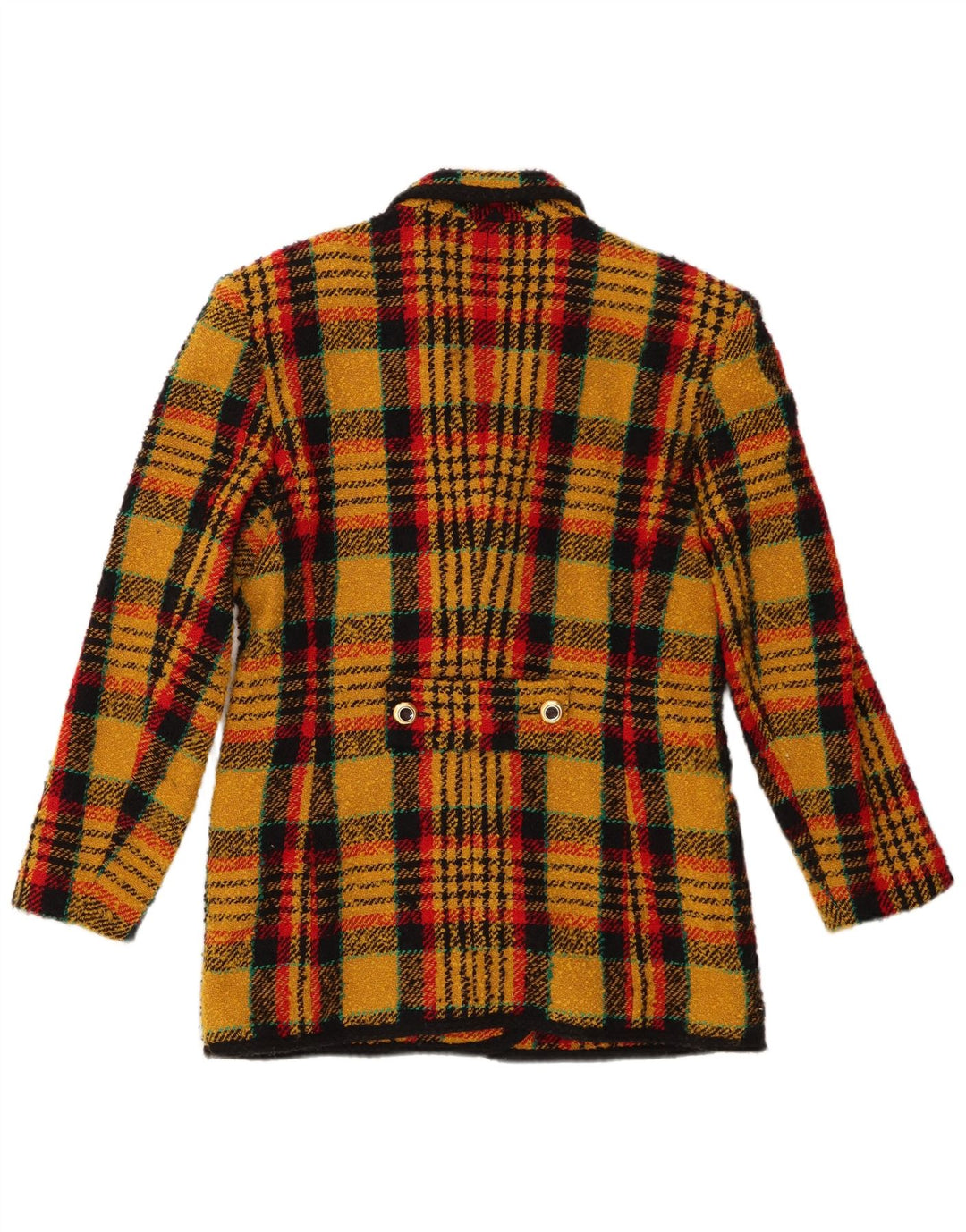 Vintage Damen Zweireiher Blazer Jacke UK 10 Small Yellow Check