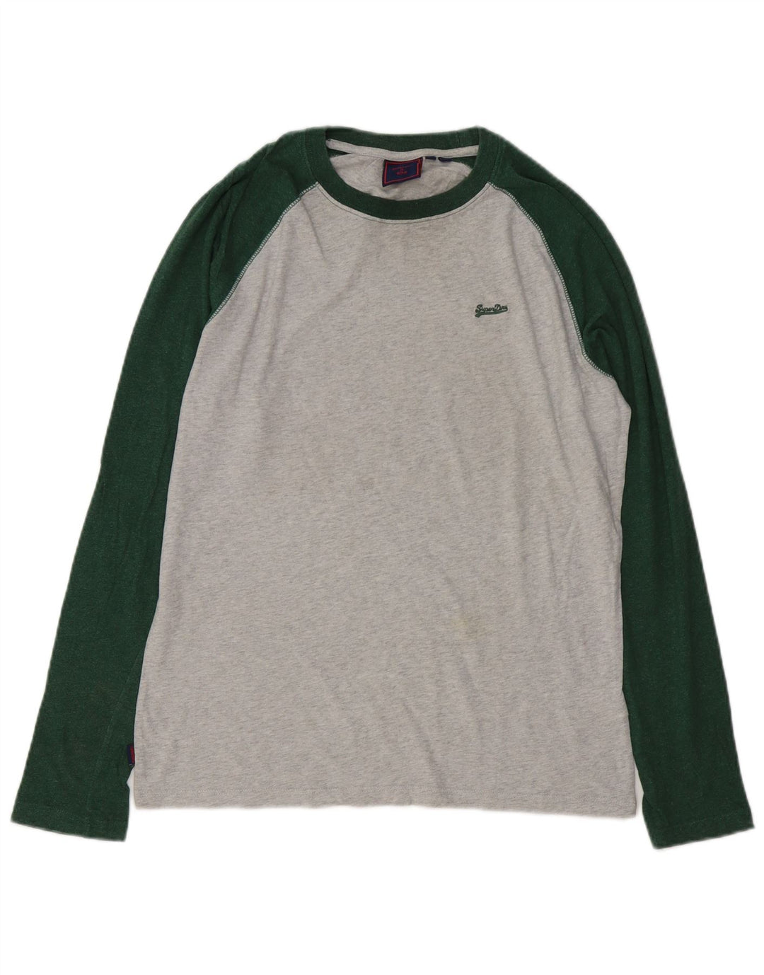 SUPERDRY Herren-Langarmshirt aus mittelgrauer Colourblock-Baumwolle