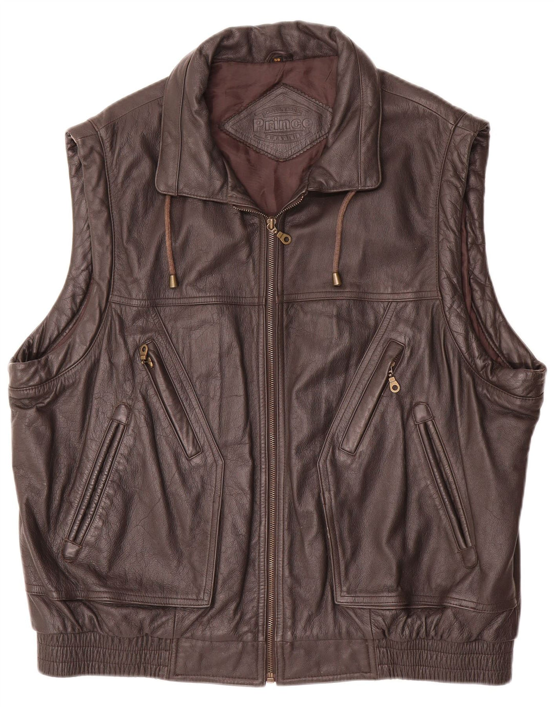 Prince Herren Lederweste IT 58 4XL Braun