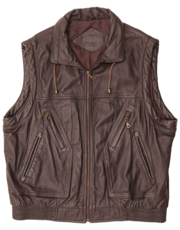 Prince Herren Lederweste IT 58 4XL Braun
