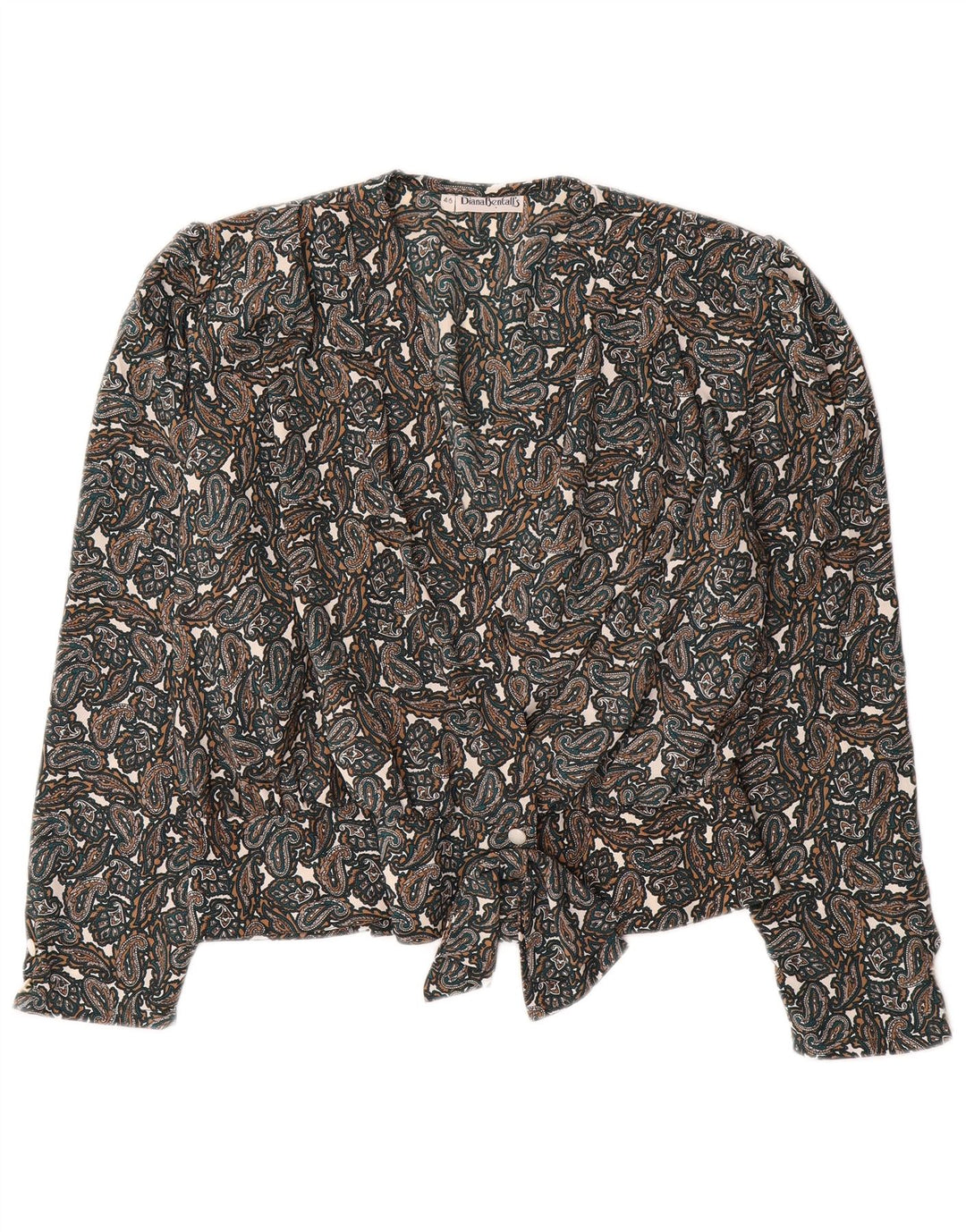 DIANA BENTALLS Damen Hemdbluse IT 46 Großes braunes Paisley-Polyester