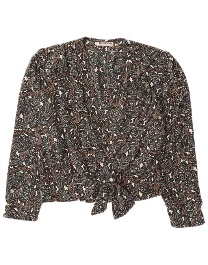 DIANA BENTALLS Damen Hemdbluse IT 46 Großes braunes Paisley-Polyester