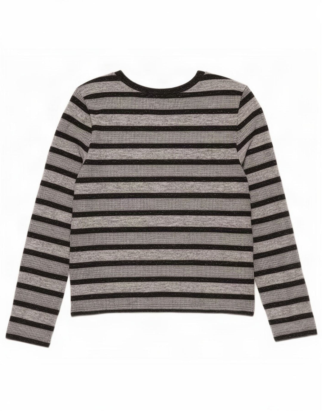Marks & Spencer Damen Top Langarm UK 12 Mittelgrau gestreift Polyester