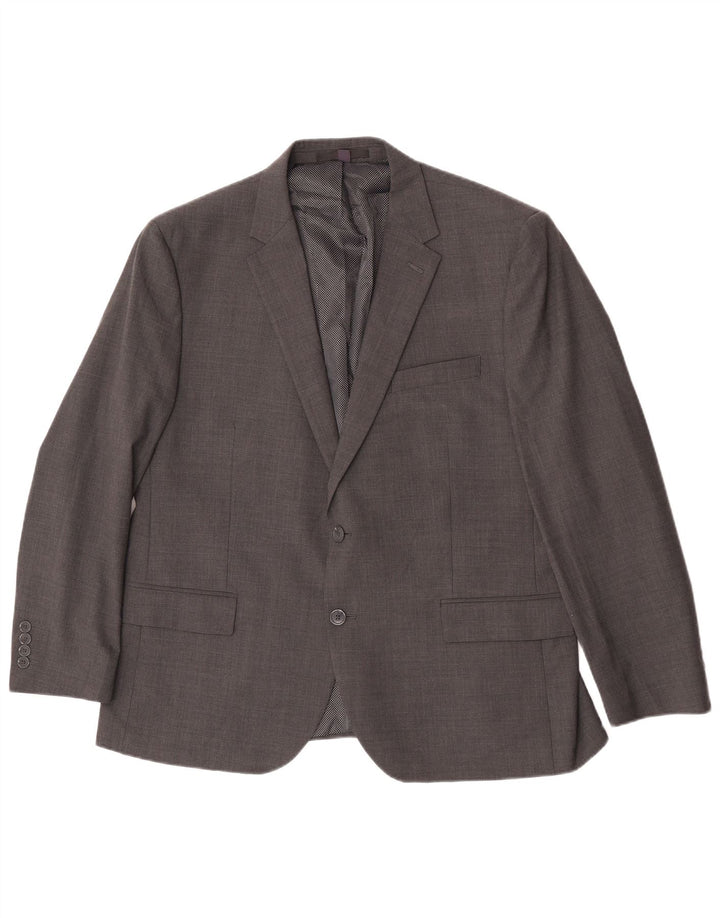 Marks & Spencer Herren-Blazer mit 2 Knöpfen, UK 44, XL, grau karierte Wolle