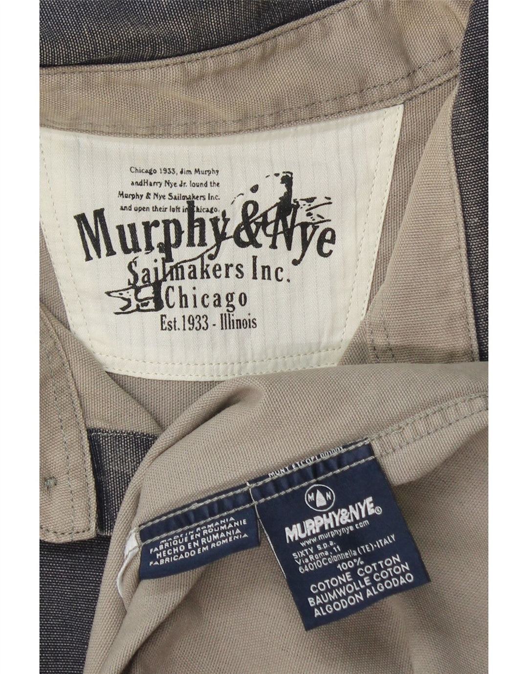 MURPHY & NYE Herrenhemd 2XL Graue Baumwolle