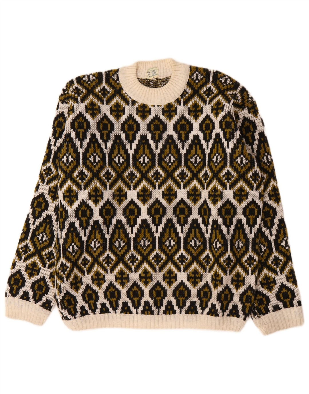Vintage Damen Rollkragenpullover Pullover Medium Off White Fair Isle