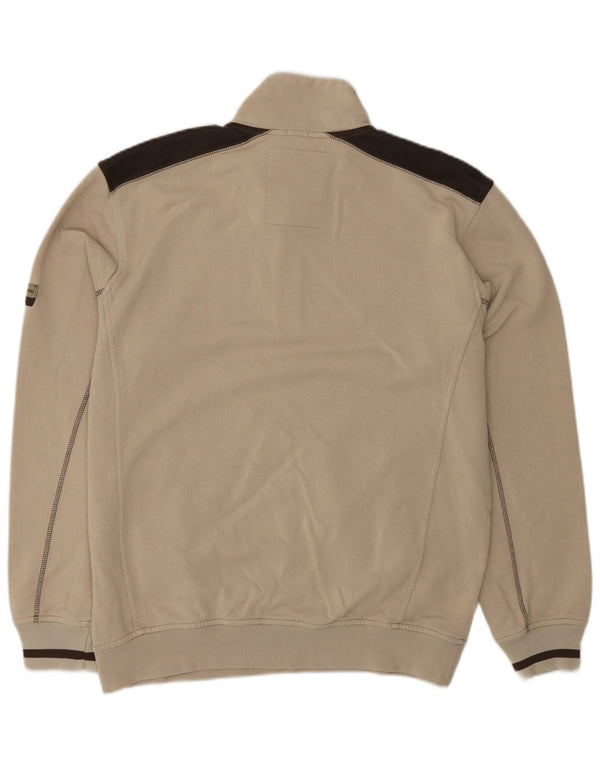 CHAMPION Herren-Sweatshirt mit Reißverschluss am Hals, groß, beige, Colourblock-Baumwolle