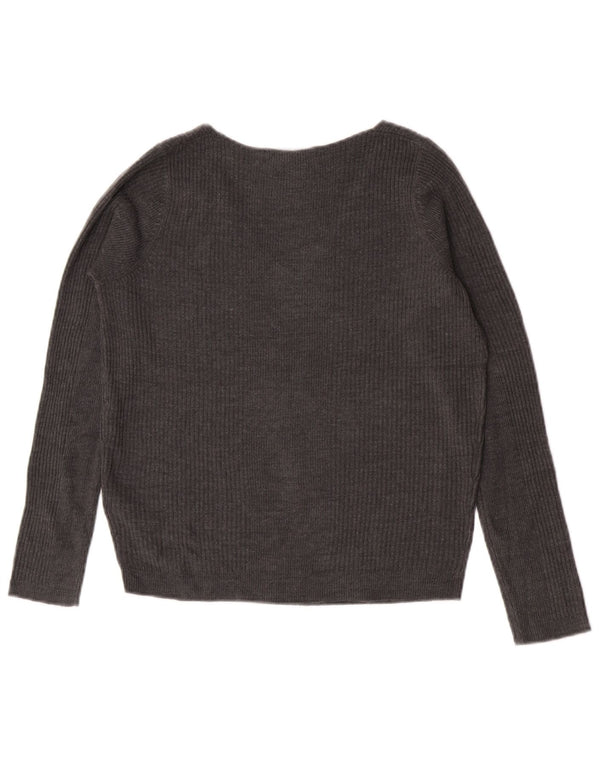 Marks & Spencer Damen-Pullover mit V-Ausschnitt, Gr. 8, Größe S, Grau, Acryl