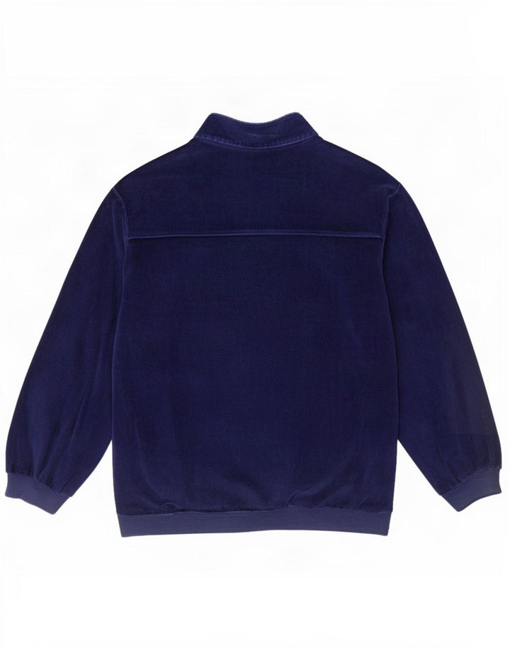 Vintage Herren Velours-Trainingsanzug-Top-Jacke, mittleres Marineblau