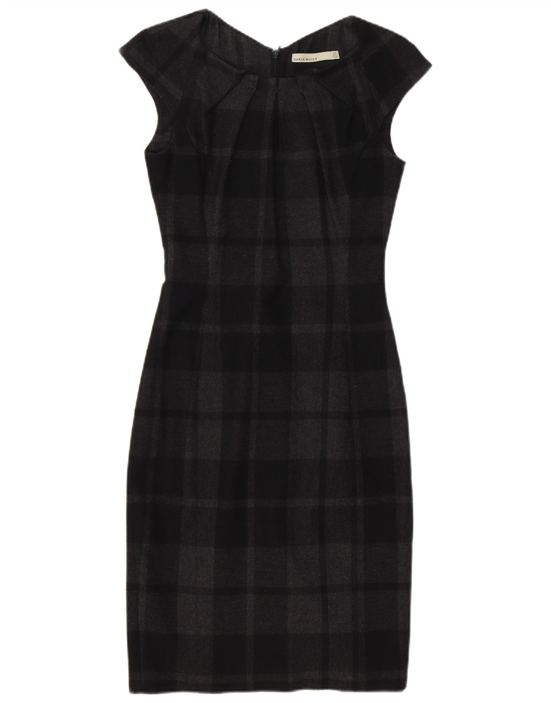 Karen Millen Damen Etuikleid UK 8 Small Schwarz kariertes Polyester