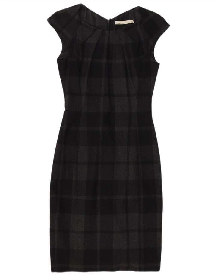 Karen Millen Damen Etuikleid UK 8 Small Schwarz kariertes Polyester