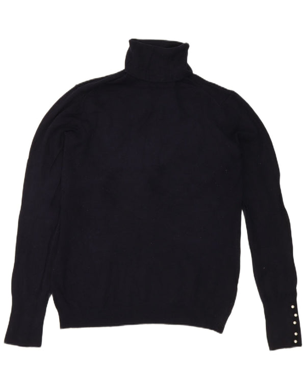 Zara Damen Rollkragenpullover UK 18 XL Marineblaue Viskose