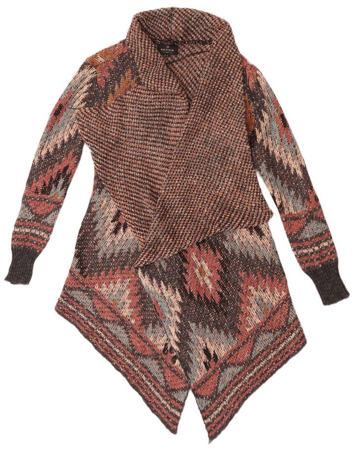 Überprüfen Sie den asymmetrischen Damen-Cardigan-Pullover UK 10 Small Mehrfarbig Aztec
