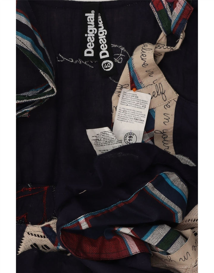 DESIGUAL Grafisches A-Linien-Kleid für Damen, EU 40, mittleres Marineblau, Patchwork