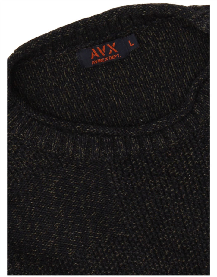 AVIREX Damen-Pullover mit Rundhalsausschnitt, UK 16, Größe L, Marineblau meliert