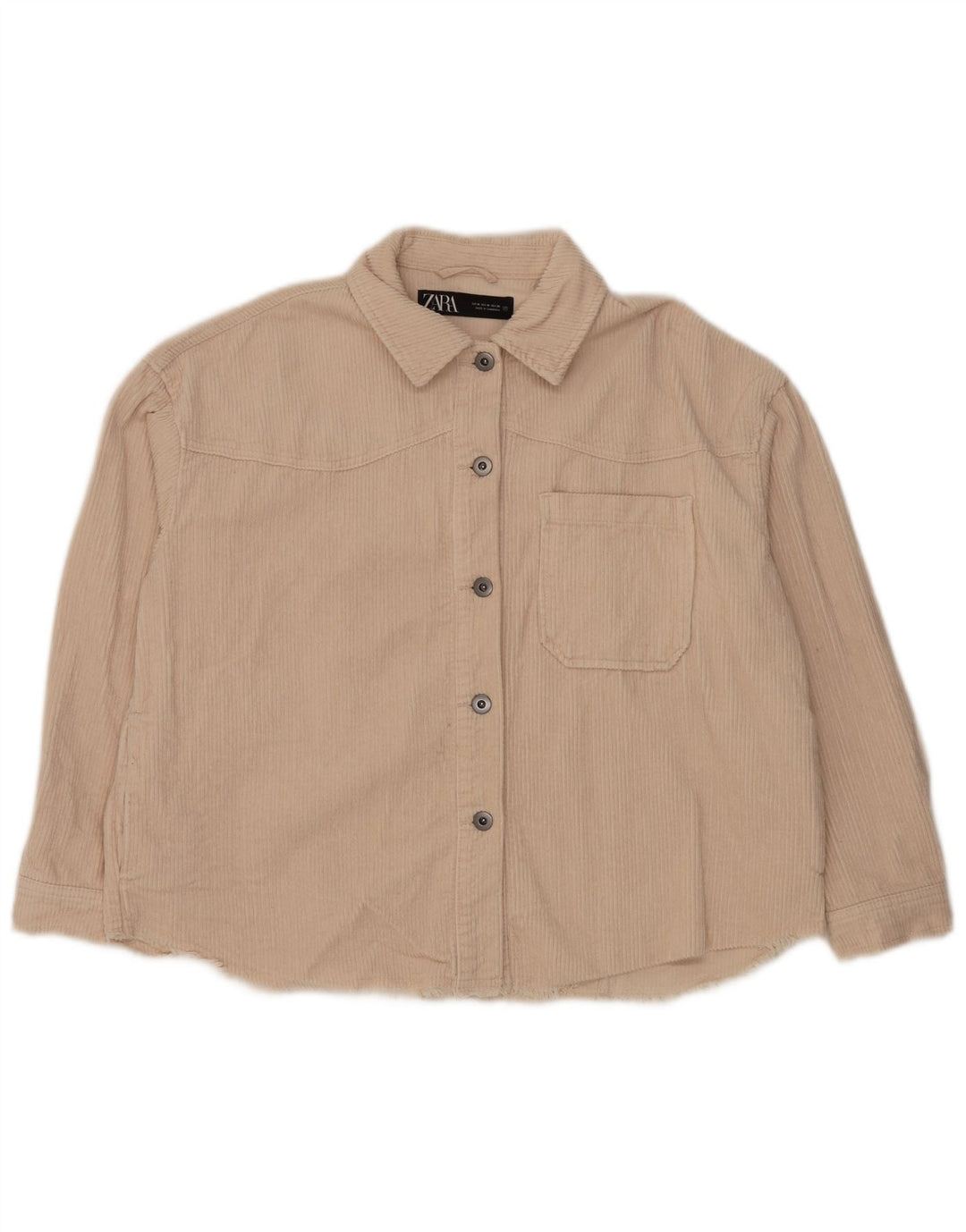 Übergroßes Damen-Cordhemd von ZARA, Größe 40, mittelgrau, aus Baumwolle