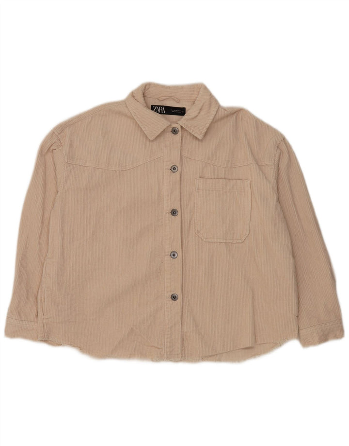 Übergroßes Damen-Cordhemd von ZARA, Größe 40, mittelgrau, aus Baumwolle