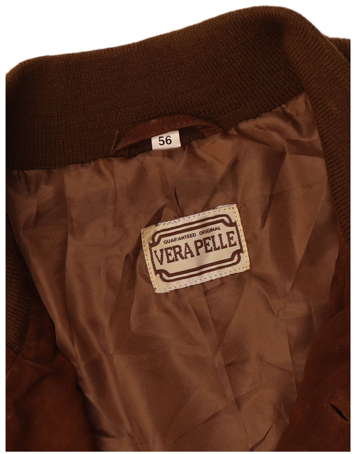 Vintage Herren Wildleder Bomberjacke IT 56 3XL Braunes Leder