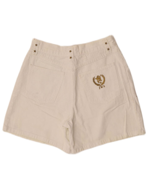 Vintage Damen Jeansshorts IT 42 Medium W30 Weiße geometrische Baumwolle