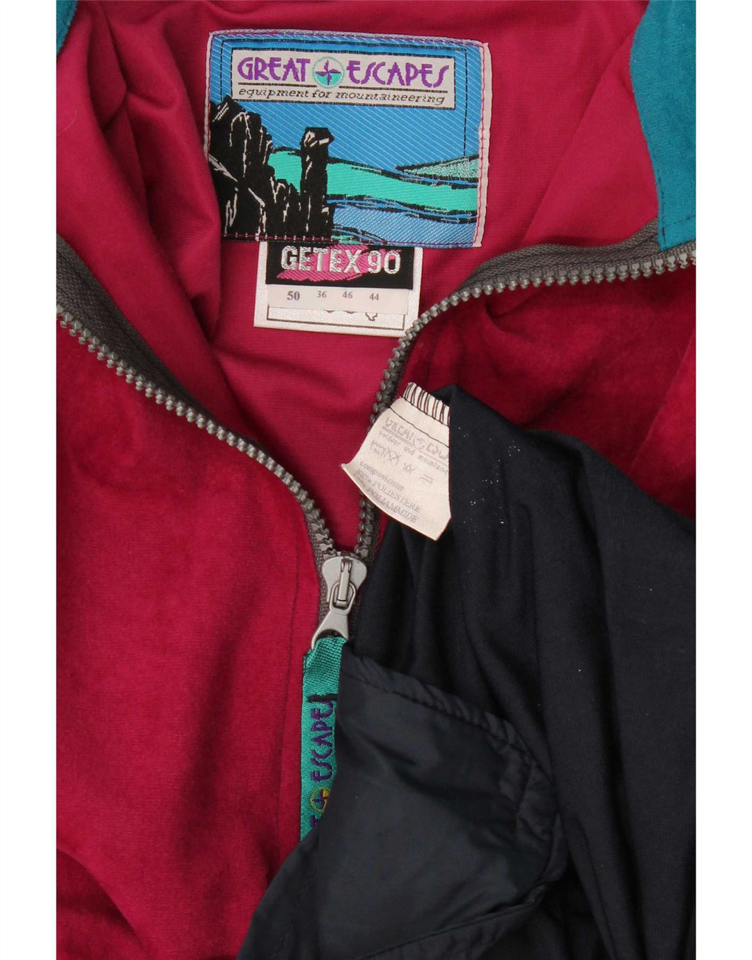 Great Escapes Herren-Trainingsanzug-Oberteil, Jacke, IT 50, Mittelrot, Farbblock-Retro