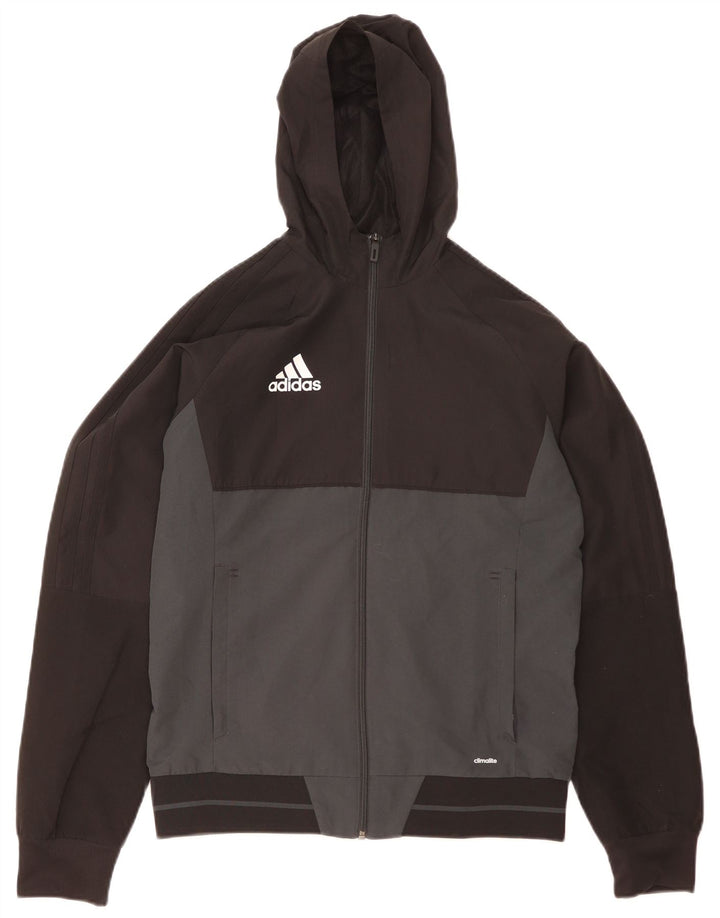 Adidas Herren Climalite Kapuzen-Trainingsanzug, Jacke, Größe S, Schwarz, Farbblock
