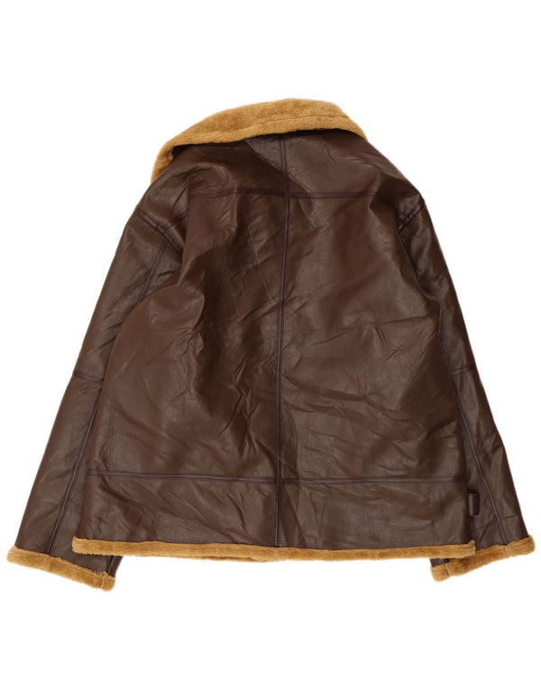 Vintage Herren Sherpa Lederjacke UK 42 XL Braun