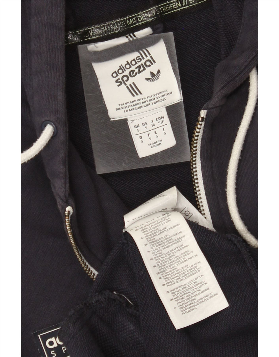 ADIDAS Herren-Kapuzenpullover mit Reißverschluss, klein, marineblau, Baumwolle