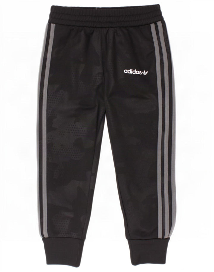 Adidas Jungen-Trainingshose, Jogginghose, 2–3 Jahre, schwarzes Camouflage-Polyester