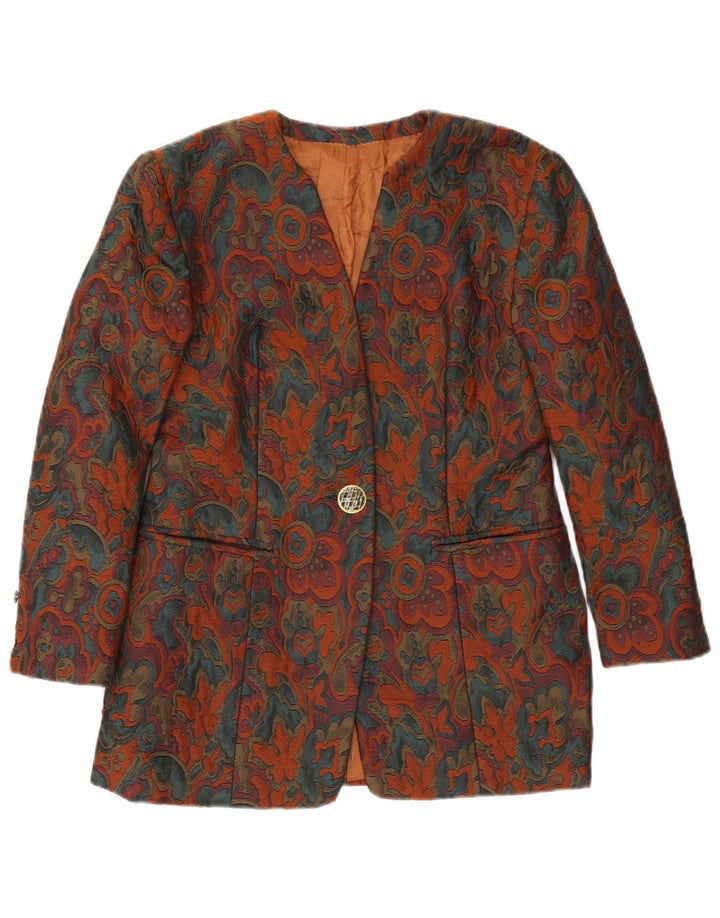 Vintage Damen 1-Knopf-Blazerjacke UK 10 Kleines mehrfarbiges Blumenmuster