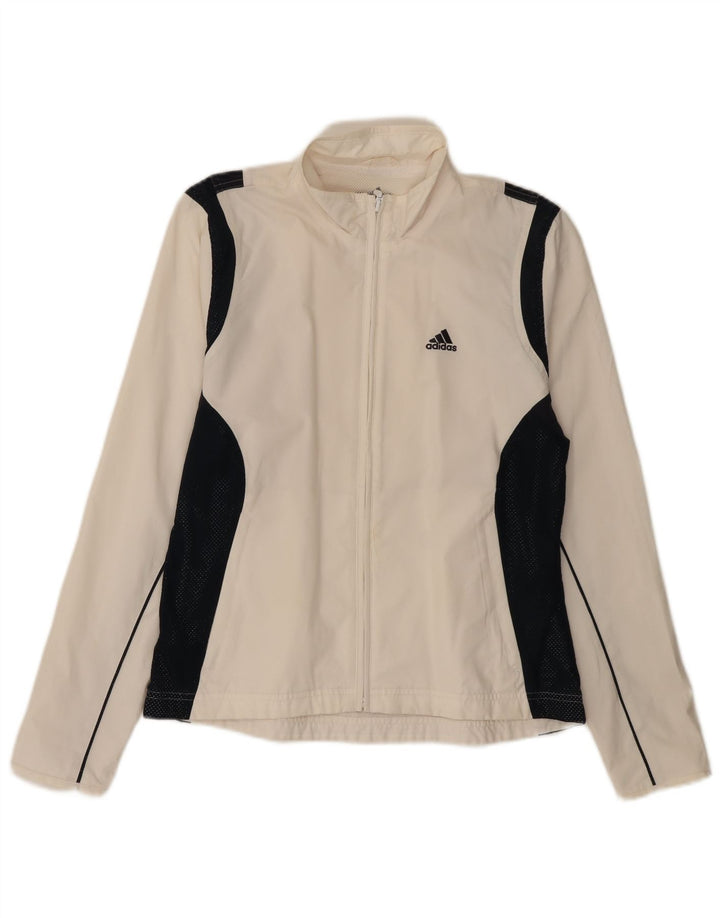 ADIDAS Damen-Trainingsanzug-Top-Jacke, UK 12, Mittelweiß, Farbblock