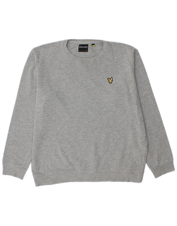 LYLE & SCOTT Herren-Pullover mit Rundhalsausschnitt, 2XL, graue Baumwolle