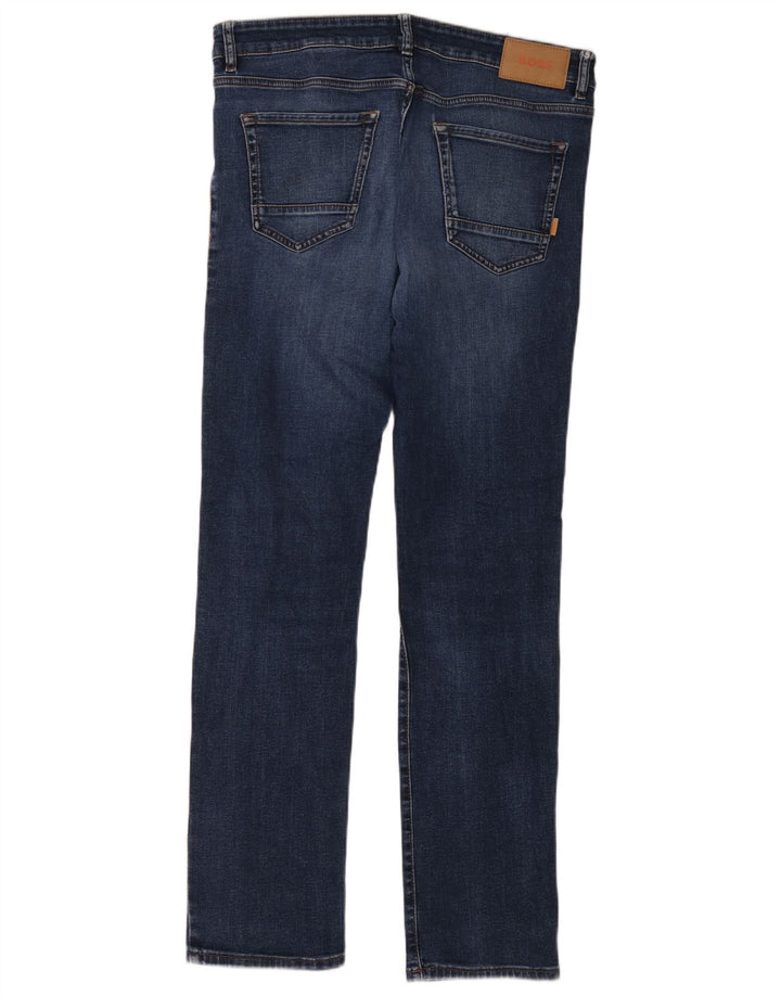 Hugo Boss Herren Slim Jeans W34 L34 Marineblaue Baumwolle