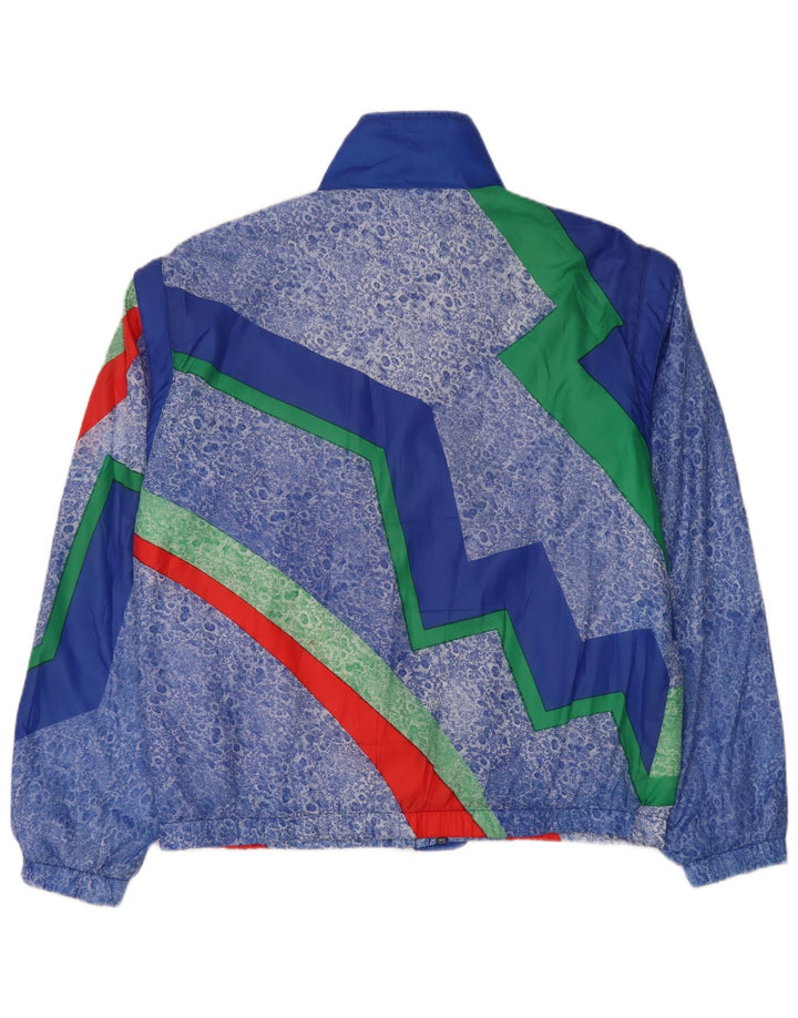 Vintage Herren Trainingsanzug Top Jacke XL Blau Geometrisch Polyester