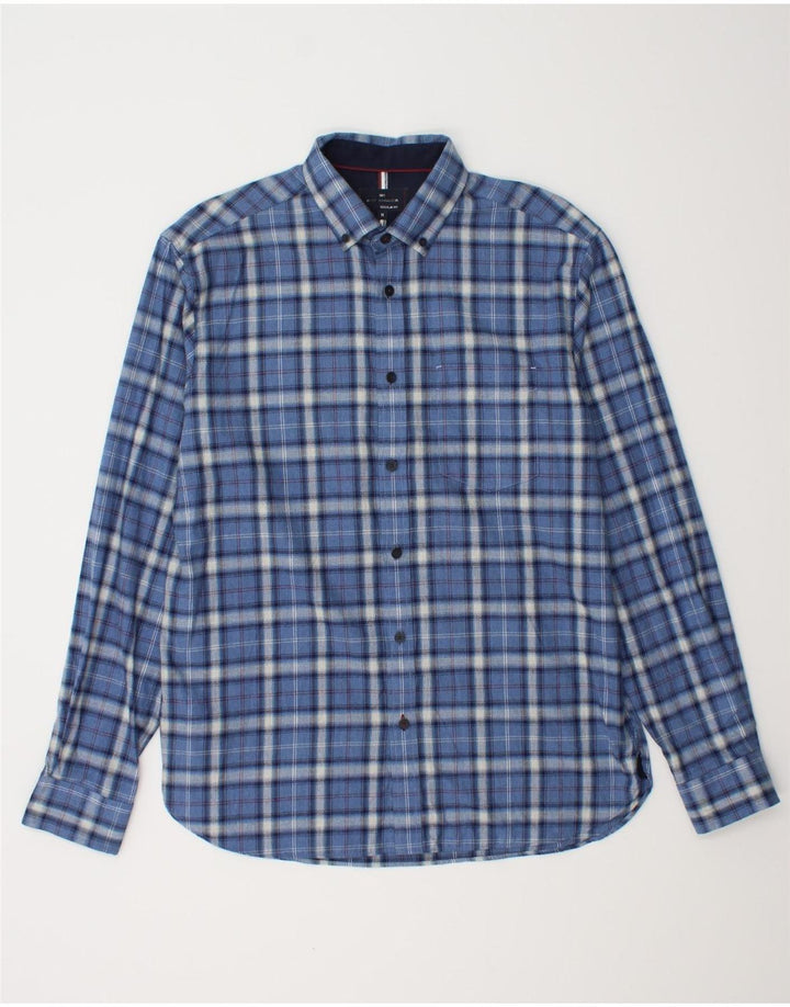MARKS & SPENCER Herren Blue Harbor Flanellhemd Mittelblau kariert