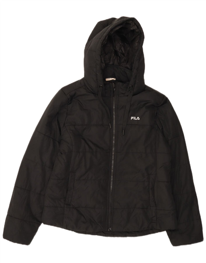 Fila Wattierte Damenjacke mit Kapuze, UK 12, Mittelschwarz, Polyester