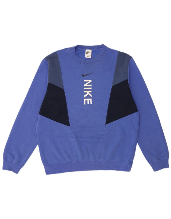 Nike Herren Grafik-Sweatshirt-Pullover aus mittelblauer Colourblock-Baumwolle