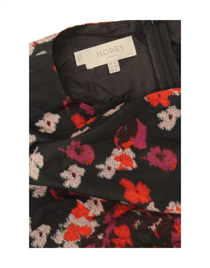 Hobbs Damen Ärmelloses Etuikleid UK 12 Mittelschwarzes, geblümtes Polyester