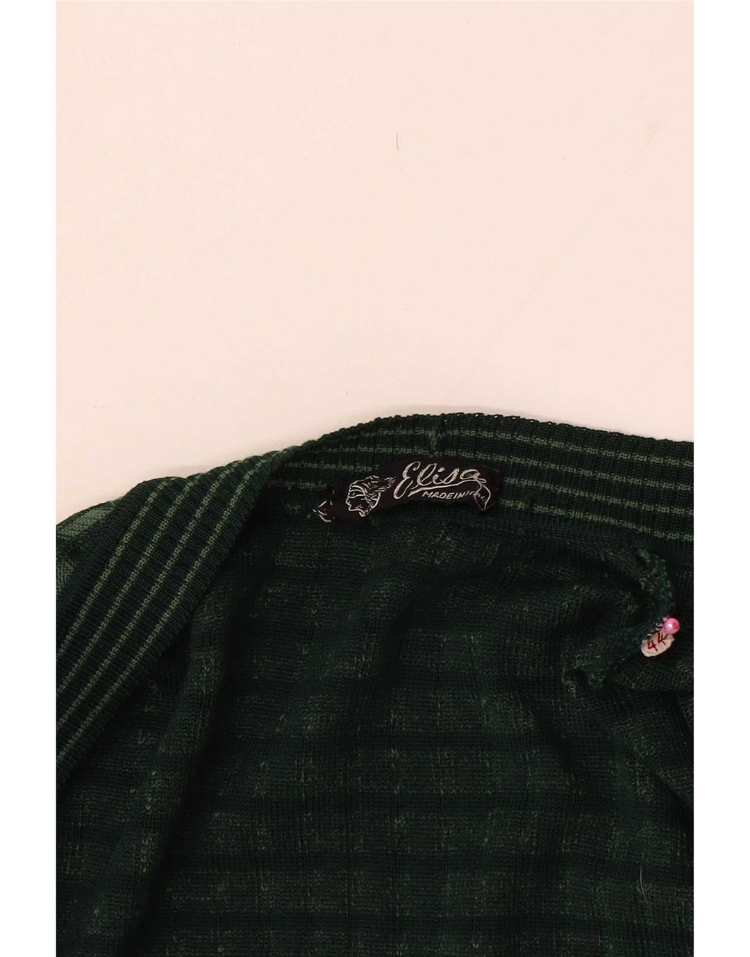 Vintage Damen Offener Cardigan Pullover IT 44 Mittelgrün kariert