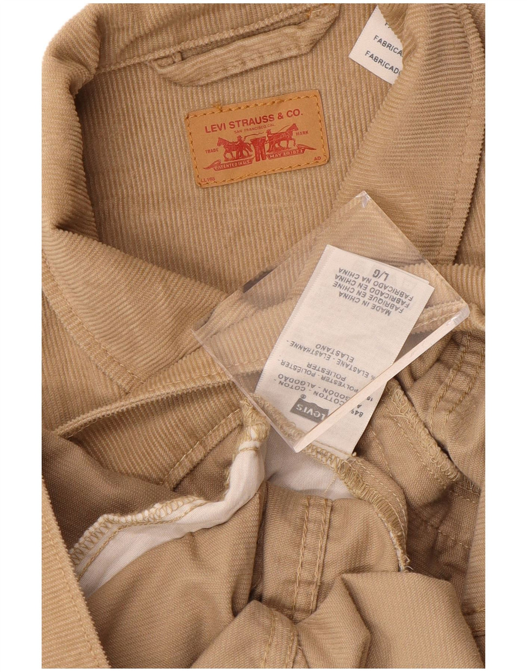 LEVI'S Damen Cordjacke UK 16 Large Beige Baumwolle