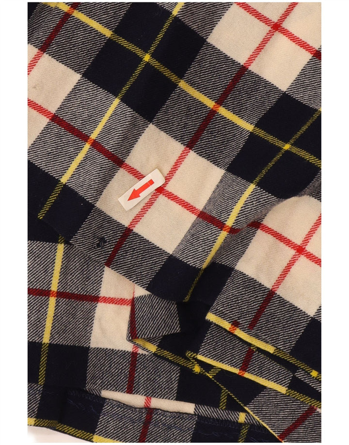 Kuhn Damen Faltenrock IT 44 Medium W30 Marineblau karierte Wolle