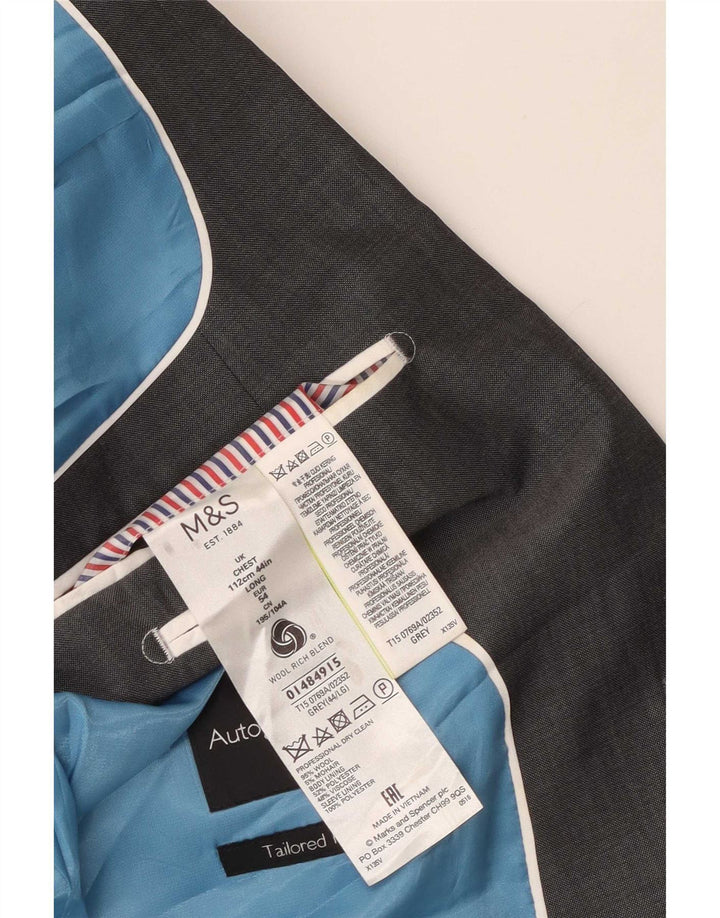 Marks & Spencer Herren-Blazer, lang, mit 2 Knöpfen, UK 44, 2XL, graue Wolle