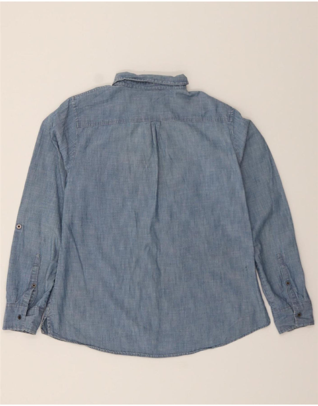 L.L.BEAN Womens Longline Pullover Shirt UK 14 Medium Blue Cotton Vintage L.L.Bean and Second-Hand L.L.Bean from Messina Hembry 