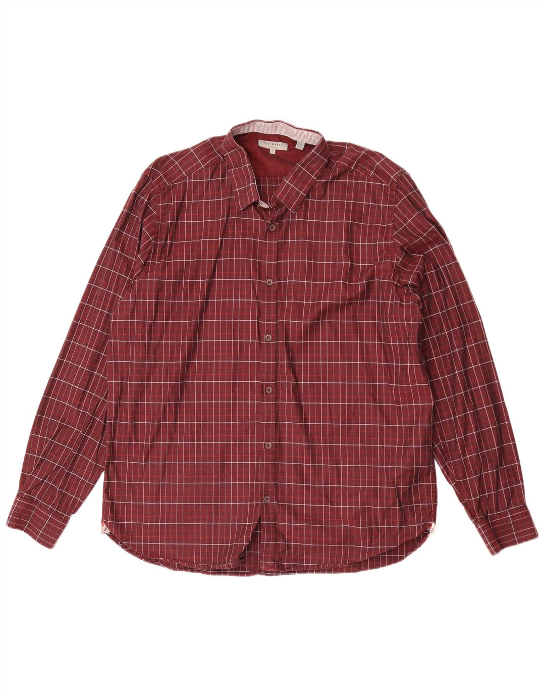 Ted Baker Herrenhemd, Größe 7 3XL, kastanienbraun karierte Baumwolle