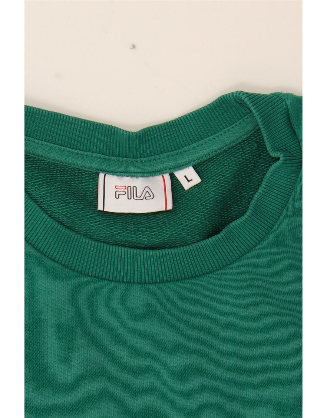 FILA Mens Graphic Sweatshirt Jumper Large Green Colourblock Cotton Vintage Fila and Second-Hand Fila from Messina Hembry 