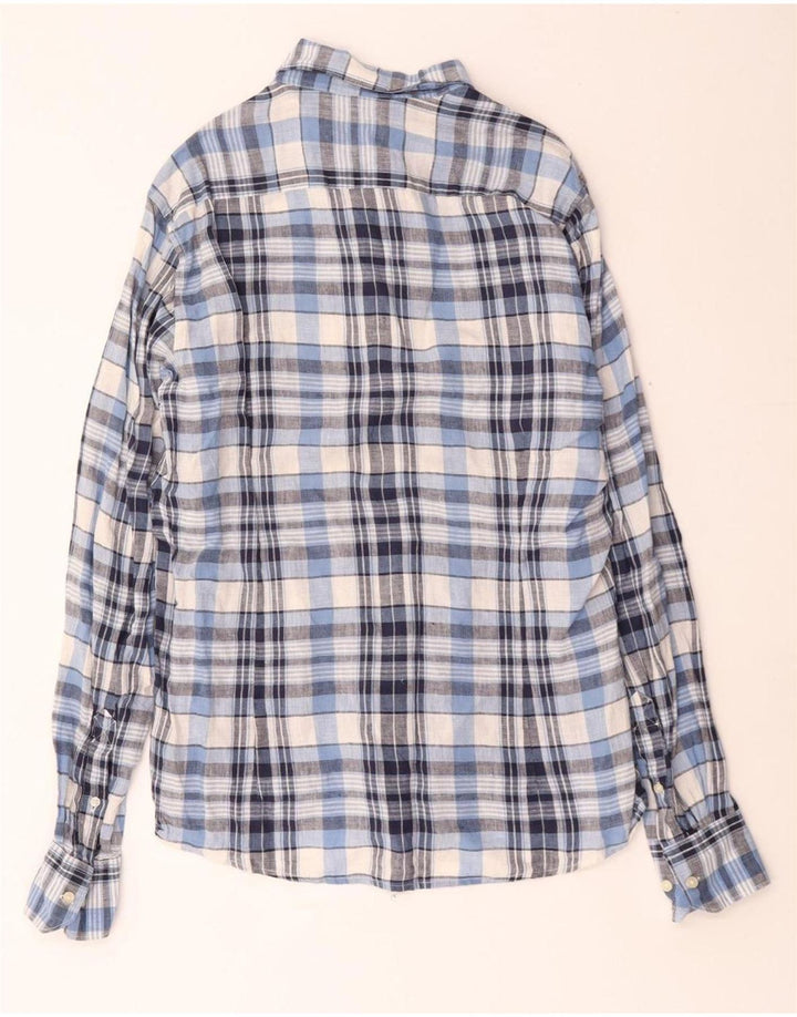 BARBOUR Herren-Hemd mit maßgeschneiderter Passform, Mittelblau kariertes Leinen