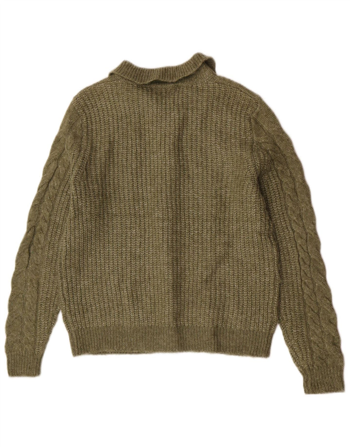 Marks & Spencer Damen-Strickjacke, Gr. 10, Small, Khaki, Acryl