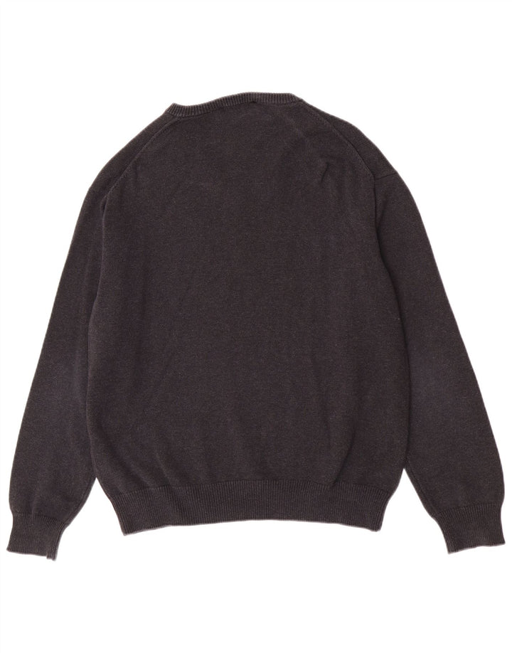 Gant Herren-Pullover mit V-Ausschnitt, groß, aus grauer Baumwolle