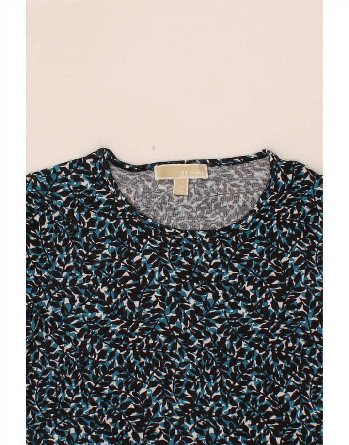 MICHAEL KORS Womens Abstract Pattern Graphic T-Shirt Top UK 12 Medium Blue Vintage Michael Kors and Second-Hand Michael Kors from Messina Hembry 